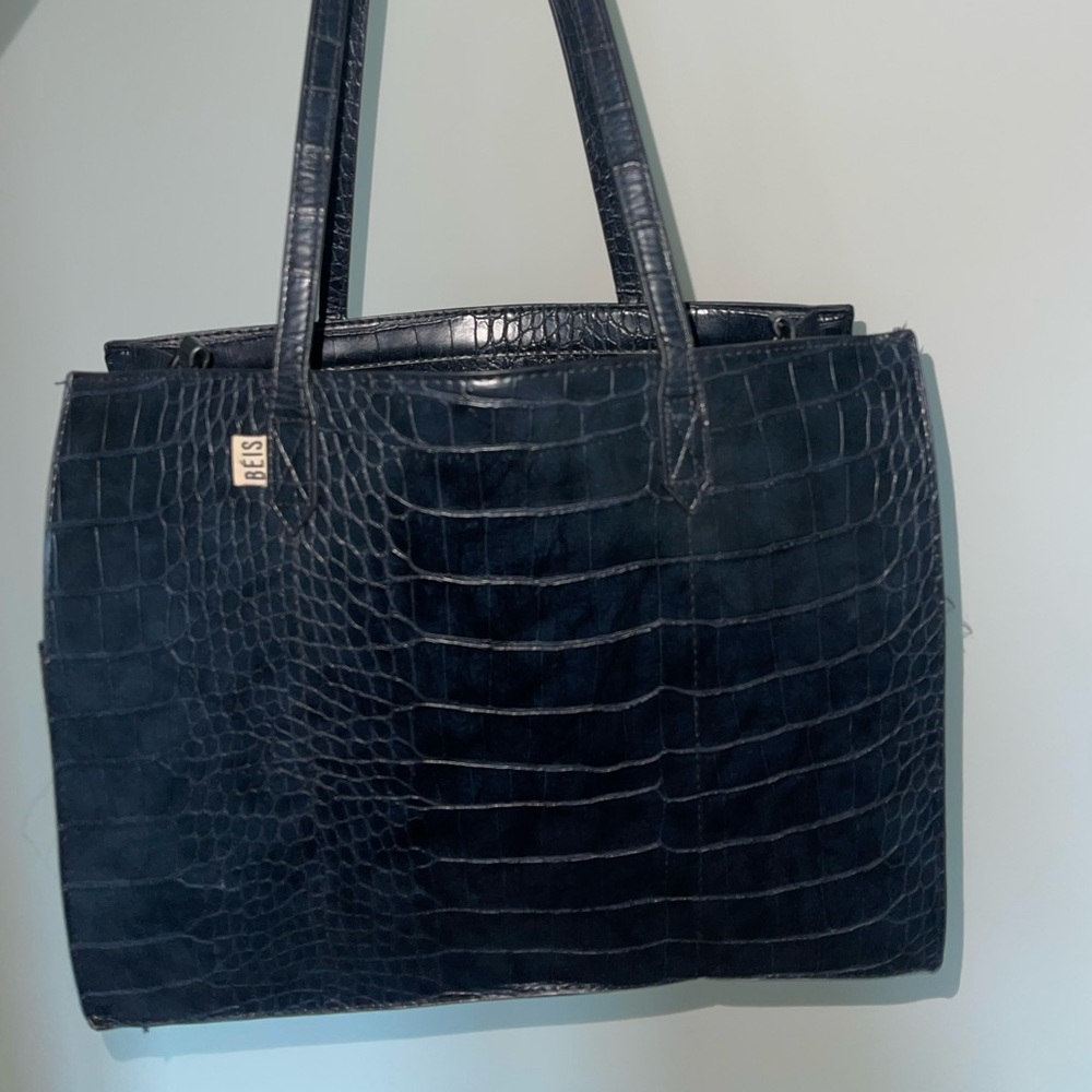 Beis The Work Tote in Black Croc